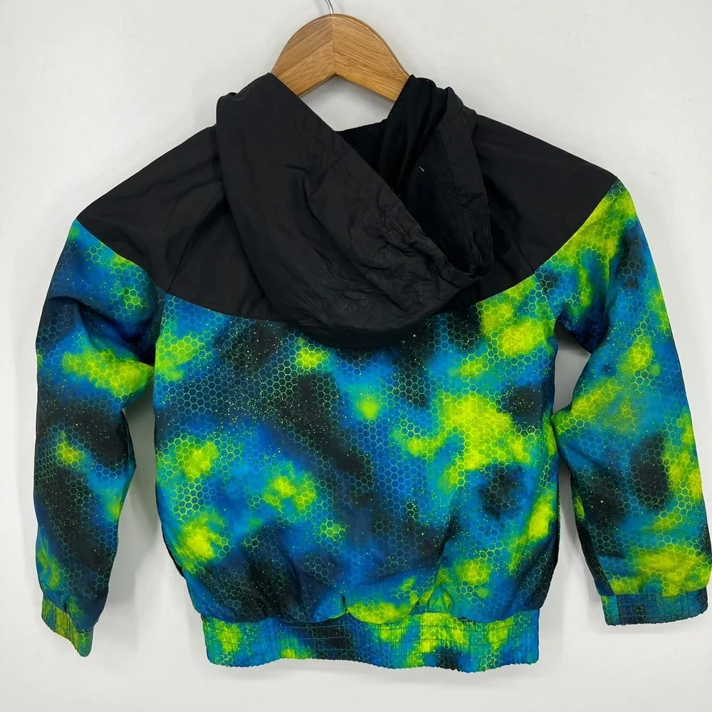 Nike Windbreaker Jacket Youth Size M 5-6 Years Multicolor Full Zip‎ Galaxy Print